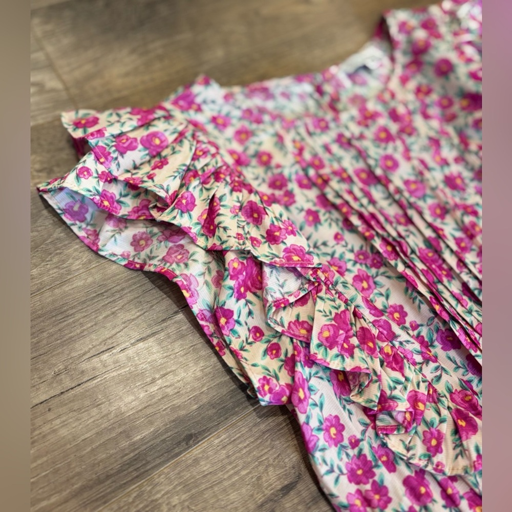 Moon River Ruffle Floral Midi Dress – Pink (Size Large) - Picture 6 of 8